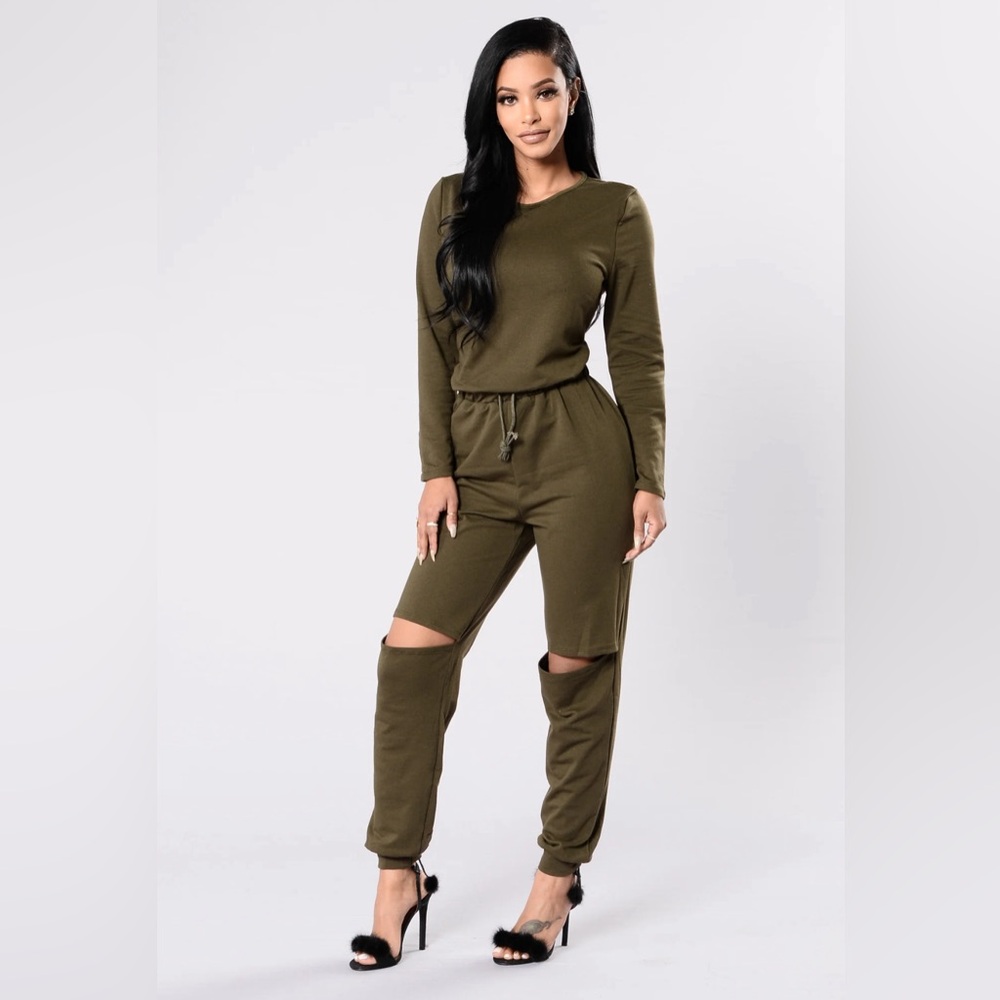 On the Run Jumpsuit - Olive